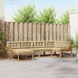  Set vanjskih sofa s jastukom 5 pcs Bijela i bež Poliester | Eponuda.com