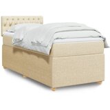 vidaXL Box spring postelja z vzmetnico krem 90x200 cm blago | Shoptok.si