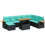  Vrtna sedežna garnitura z blazinami 10-delna črn ratan/akacija, (22048133) | Shoptok.si