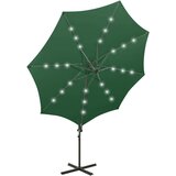  Konzolni suncobran sa stupom i LED svjetlima 300 cm zeleni | shoptok.hr