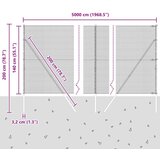 vidaXL varjena žična ograja s 13 stebri siva 1.4x50 m jeklo | Shoptok.si