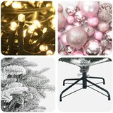 Umjetno božićno drvce s kuglicom 150 cm 150 LED lampica - Zelena i bijela 150 cm s LED-ima i ružičastim lopticama | shoptok.hr