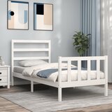 Maison Chic Posteljni okvir - Enojna postelja - Postelja za odrasle brez vzmetnice bel 90x200 cm trdna borovina-J7046, (21763168) | Shoptok.si