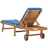  Ležalnik z blazino trdna tikovina moder, (20662806) | Shoptok.si