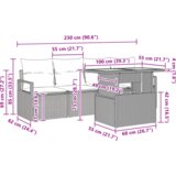 vidaXL 5-delni vrtni kavčni set z blazinami sivo Poli Ratan Akacija | Shoptok.si