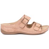 SEASTAR Pink low wedge sandals with buckles Cene