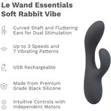 Le Wand Soft Rabbit - 2-motorski vibrator s stimulatorjem klitorisa (črna) | Shoptok.si