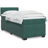 vidaXL Box spring postelja z vzmetnico temno zelena 90x200 cm žamet | Shoptok.si