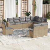  10-dijelni set vrtnih sofa s jastucima bež od poliratana | shoptok.hr