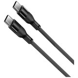Ksix kabel USB-C na USB-C, 60W, pleteni, aluminijska legura, 1 m, crni | shoptok.hr