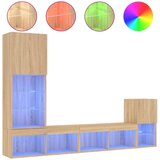 vidaXL Komplet TV omaric LED 4-delni sonoma hrast inženirski les, (21012185) | Shoptok.si