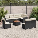 vidaXL 9-dijelni set vrtnih sofa s jastucima crni od poliratana | shoptok.hr