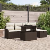 vidaXL 6-delni set vrtne sedežne garniture z blazinami Rjava poli ratan | Shoptok.si