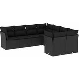 Maison Chic Seti vrtnega pohištva - Vrtna garnitura - Vrtni pohištvo set 8-delna z blazinami črn poli ratan, (21800163) | Shoptok.si