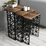 Hanah home Set klub stočića Stil Metal Ferforje, 3 komada, Orah | ePonuda.com