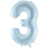 PARTY DECO balon folija številka ''3'', 72cm, svetlo modra | Shoptok.si