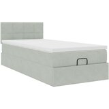 vidaXL Otomanski posteljni okvir z vzmetnico siv 80x200 cm žamet | Shoptok.si