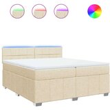vidaXL Box spring postelja z vzmetnico krem 200x200 cm blago, (21304764) | Shoptok.si