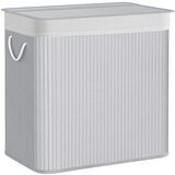 Songmics Koš za perilo s 3 deli, zaskočnim pokrovom in ročaji, zložljiv 150 l, za pralnico, spalnico, kopalnico, siv LCB091G01, (21670168) Cene