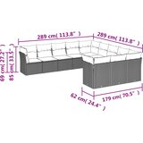  11-dijelni set vrtnih sofa od poliratana s jastucima crni | shoptok.hr
