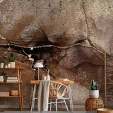  Foto tapeta - Rock abstraction - brown and beige pattern in the style of cracked stone 343x256 Samoljepljiva | shoptok.hr