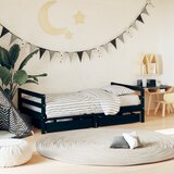 The Living Store Otroški posteljni okvir s predali črn 80x160 cm trdna borovina - Otroški Posteljni Okvir, (21625284) | Shoptok.si