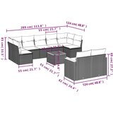  10-dijelni set vrtnih sofa od poliratana s jastucima sivi | shoptok.hr