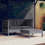 Maison Chic Seti vrtnega pohištva - Vrtna garnitura - Vrtni pohištvo set 3-delna z antracit blazinami borovina, (21810883) | Shoptok.si