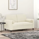 vidaXL Dvosjed s ukrasnim jastucima krem 120 cm baršunasti | shoptok.hr