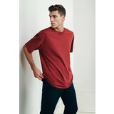 Dewberry 75226 Mens Oversized Fit Crew Neck T-Shirt-BURGUNDY | shoptok.hr