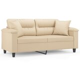 Maison Chic kavč - Sofa - Kanape dvosed z blazinami krem 140 cm tkanina iz mikrovlaken, (21727567) Cene