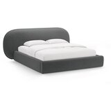 Micadoni Temno siva oblazinjena zakonska postelja s prostorom za shranjevanje z letvenim dnom 200x200 cm Ovalo – | Shoptok.si
