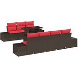  Set sofe s jastukom 8 pcs Smeđa i crvena poliratan | shoptok.hr