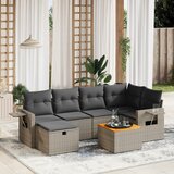 Maison Chic Seti vrtnega pohištva - Vrtna garnitura - Vrtni pohištvo set 7-delna z blazinami siv poli ratan, (21802105) | Shoptok.si
