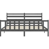 vidaXL Okvir za krevet s uzglavljem sivi 200 x 200 cm od masivnog drva | shoptok.hr