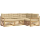 vidaXL Zunanja garnitura za sedenje 5 pcs Bela in bež Poliester, (5000280346) | Shoptok.si