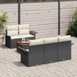  Sjedeća garnitura za vrt 6 kom. 5-Broj sjedala Crna i Krema 196 x 62 x 69 cm | shoptok.hr