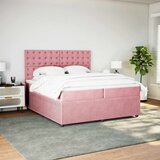  Krevet s oprugama i madracem ružičasti 200x200 cm baršunasti | shoptok.hr