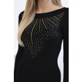 Kesi Viscose dress with gold zirconia motif black | shoptok.hr