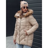 DStreet Kurtka damska zimowa MELOMA pikowana z kapturem jasno beżowa | Shoptok.si