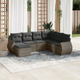 Maison Chic Seti vrtnega pohištva - Vrtna garnitura - Vrtni pohištvo set 7-delna z blazinami siv poli ratan, (21802455) | Shoptok.si