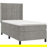  Box spring s madracem LED svjetlosivi 90x190 cm baršun | shoptok.hr