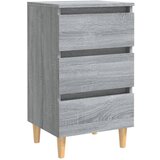 Maison Chic Nočna omarica - Nočna miza z lesenimi nogami siva sonoma 40x35x69 cm, (21687998) Cene