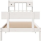 vidaXL Knjižna postelja brez vzmetnice bela 90x190 cm trdna borovina | Shoptok.si