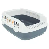 WC posoda za mačke Delio z robom 35×20×48 cm sivo/bela