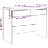  pisalna miza z 2 predaloma, inženirski les, artisan hrast, 101x50x76,5 cm | Shoptok.si