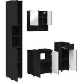 vidaXL Komplet pohištva za kopalnico 4 pcs Črna 61 x 35 x 64 cm | Shoptok.si