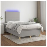  Box spring postelja z vzmetnico LED sv. siva 120x200 cm blago | Shoptok.si