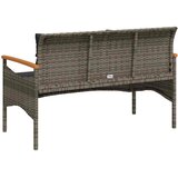  Vrtna klupa s jastucima 116 x 62,5 x 74 cm siva od poliratana | shoptok.hr