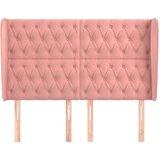  Vzglavje z ušesi roza 163x23x118/128 cm žamet, (20953521) | Shoptok.si